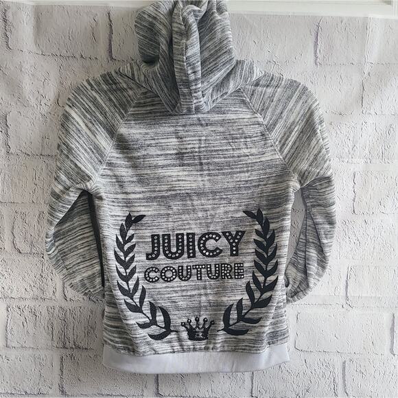 Juicy Couture Hoodie Gray Bedazzled Logo Retro Y2K Style Full Zip Sweatshirt XS - Picture 1 of 15